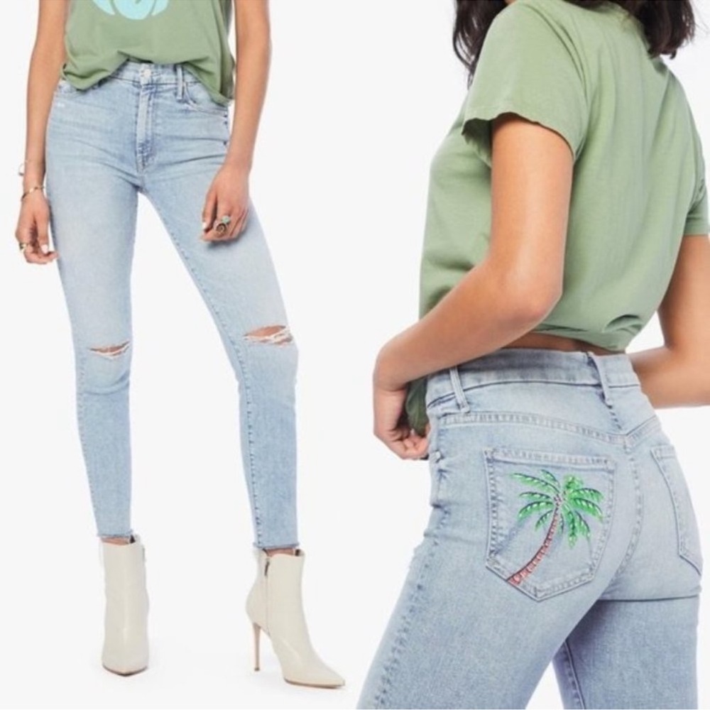 MOTHER High Waisted Looker Ankle Fray Drinking By the Pool Jeans 26